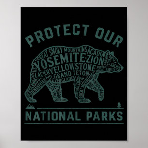 Affiche Préserver Protéger 63 Parcs Nationaux Aventure