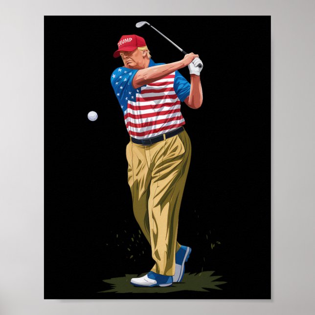 Affiche Président Donald Trump 2025 Golf Drapeau Américain (Devant)