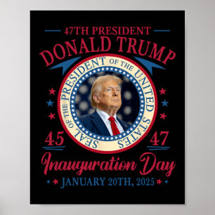 Affiche Président Donald Trump 45 47 20 jan 2025 Jour de l