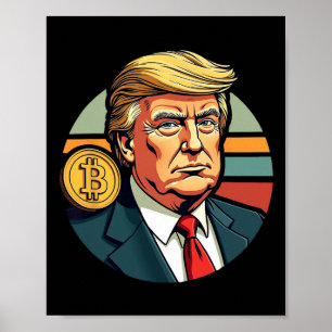 Affiche Président Donald Trump Bitcoin Dogecoin Crypto Ret