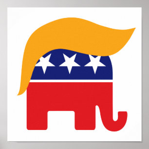 Affiche Président Donald Trump GOP Éléphant Logo Cheveux
