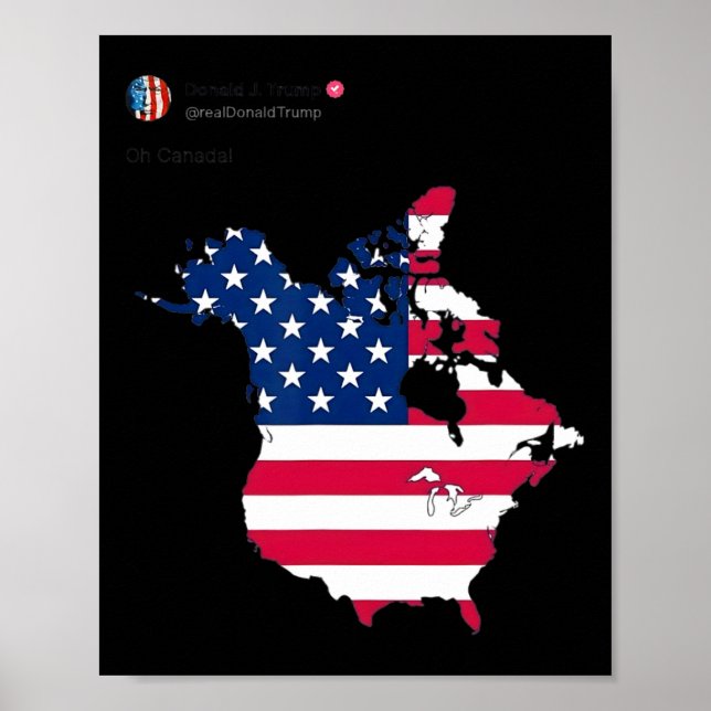 Affiche Président Donald Trump Oh Canada États-Unis Drapea (Devant)