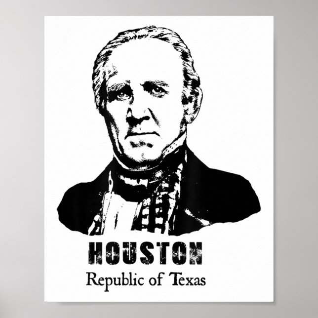 Affiche Président général Sam Houston République Texas Rev (Devant)