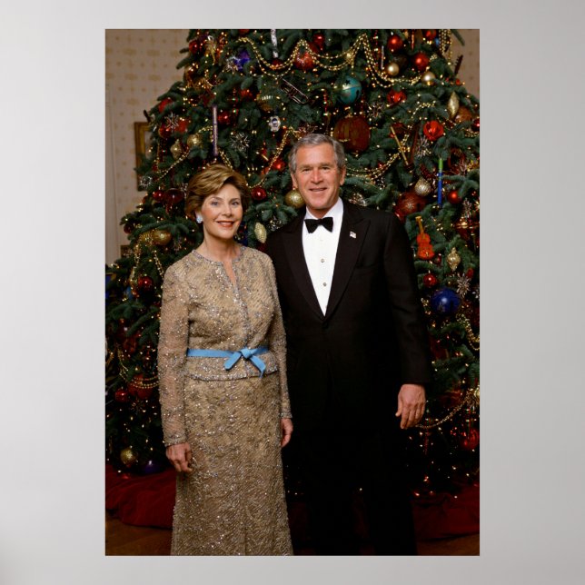 Affiche Président George Bush, Noël Laura à la Maison Blan (Devant)