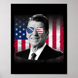 Affiche Président Reagan Drapeau États-Unis Patriotique Am