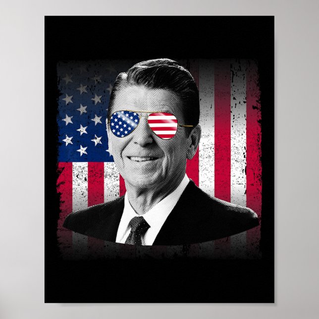 Affiche Président Reagan Drapeau États-Unis Patriotique Am (Devant)