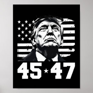 Affiche Président Trump 45 47 Drapeau américain Trump Vanc