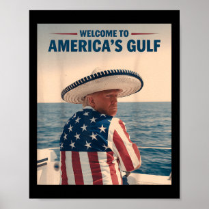 Affiche Président Trump Amériques Golfe Mexique Sombrero A