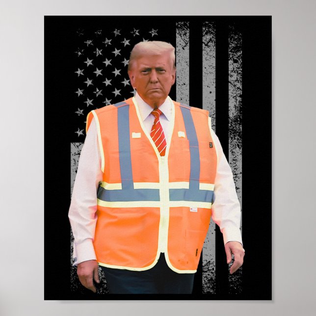 Affiche Président Trump Garbage Truck Worker Vest Usa Drap (Devant)