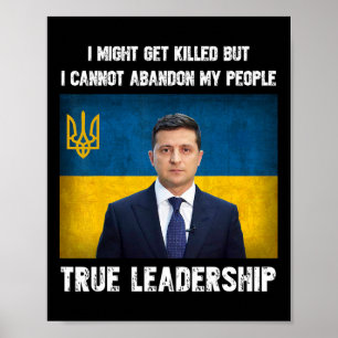 Affiche Président Volodymyr Zelensky Ukraine Drapeau Ukrai