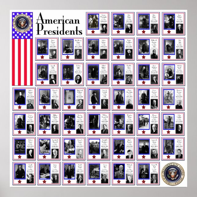 AFFICHE PRÉSIDENTS DES ÉTATS-UNIS BLANC A/564 (Devant)