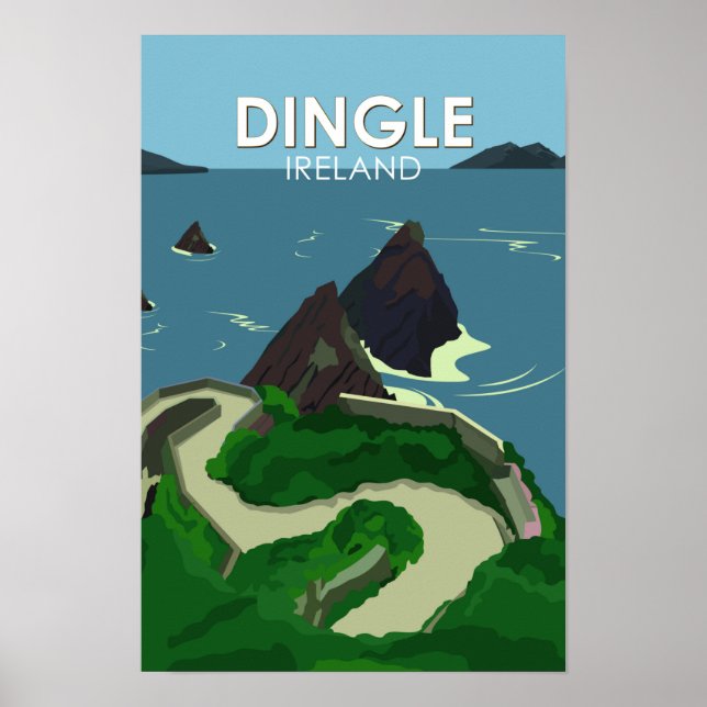 Affiche Presqu'île de Dingle Irlande Voyage Vintage (Devant)
