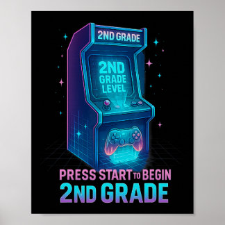 Affiche Press Start 2nd Grade Gamer Kids Level Up Fun 1 