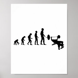 Affiche Presse Banc Musculation Évolution Drôle Force