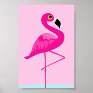 Affiche Presse graphique flamingo rose