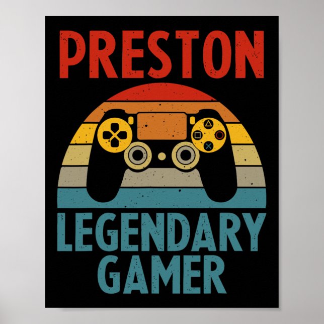 Affiche Preston Gift Name Personalized Funny Gaming Geek B (Devant)