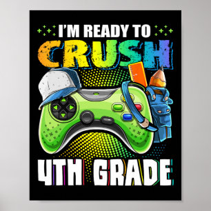 Affiche Prêt À Écraser 4E Année Retour À L'École Vidéo Jeu