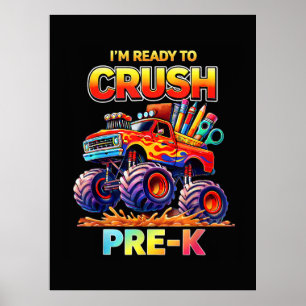 Affiche Prêt à écraser le camion monstre pré-maternelle de