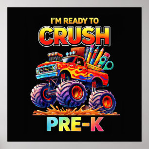 Affiche Prêt à écraser le camion monstre pré-maternelle de