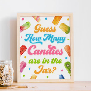 Affiche Prêt à pop Baby shower Devinez combien de bonbons
