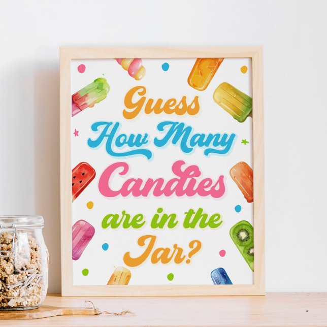 Affiche Prêt à pop Baby shower Devinez combien de bonbons (Créateur téléchargé)