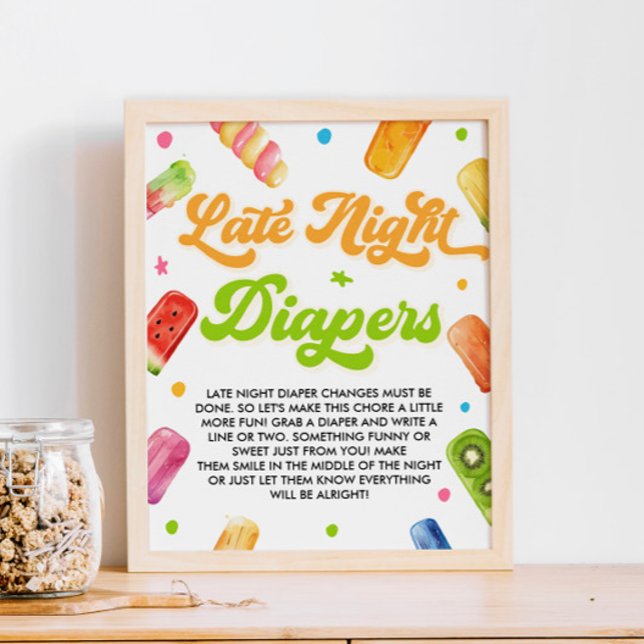 Affiche Prêt à pop Baby shower Late Night Diapers Jeu (Créateur téléchargé)