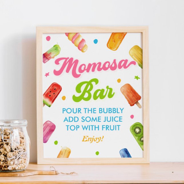 Affiche Prêt à pop Baby shower Momosa Bar (Créateur téléchargé)