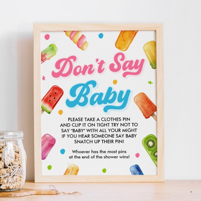 Affiche Prêt à pop Baby shower Ne pas dire Baby Game (Créateur téléchargé)