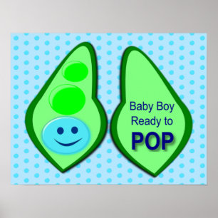 Affiche Prêt pour la pop Baby Boy Pea Blue