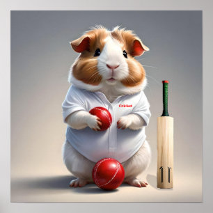 Affiche Prêt pour le lancer, joueur de cricket cobaye