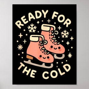 Affiche Prêt pour les patins à glace drôles et mignons