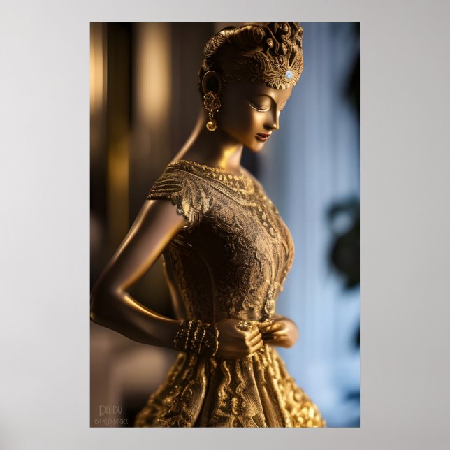 Affiche Prêt - Statue en bronze - AI Imaginaire Portrait d (Devant)