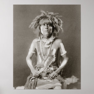 Affiche Prêtre indien des serpents, 1910. Photo vintage