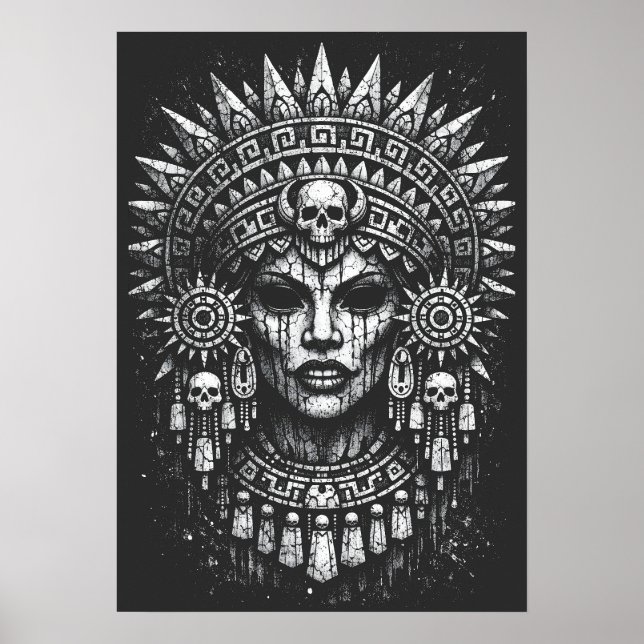 Affiche Prêtresse Couronnée d'un Crâne — par BurnsInHell (Devant)