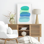 Affiche Pretty Abstract Geometric Shapes in Blue and Green<br><div class="desc">This cute modern art design features fun abstract organic shapes in a pretty color palette of teal,  blue,  and green.</div>