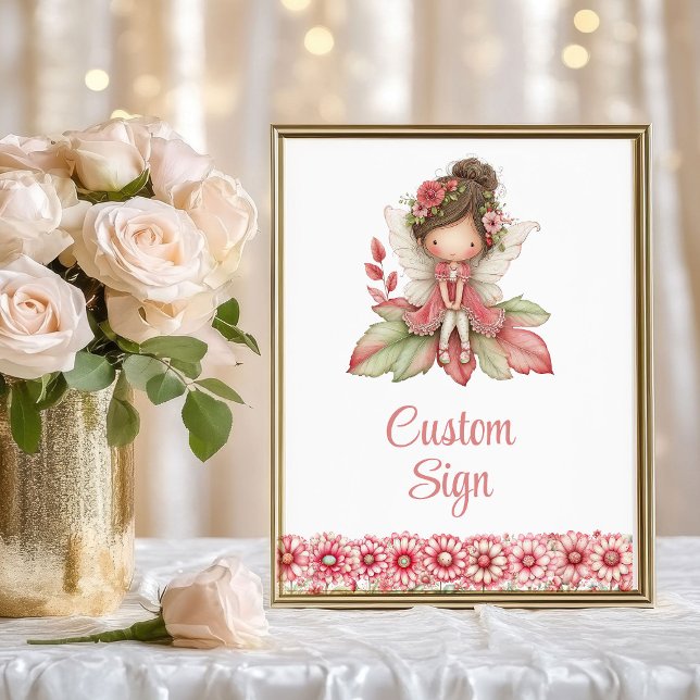 Affiche Pretty Fairy Girl Blush Floral Birthday Custom Sig (Pretty Fairy Girl Blush Floral Birthday Custom Sign

)