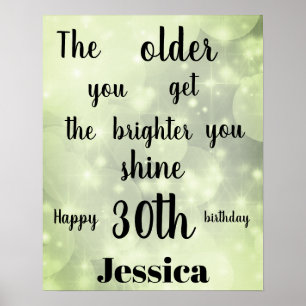 Affiche Pretty Green sparkle 30th Birthday Name