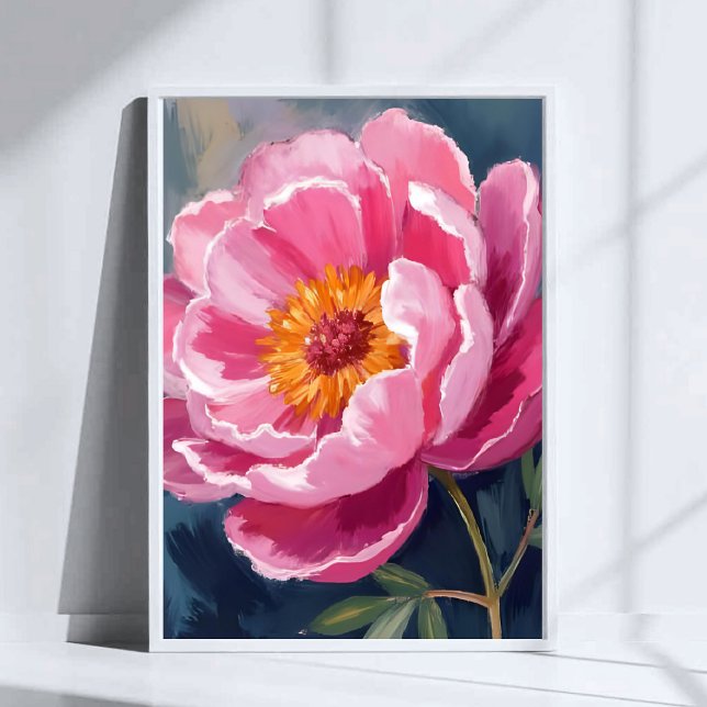 Affiche Pretty Pink Peony | Flower Painting Watercolor (Créateur téléchargé)