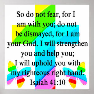 AFFICHE PRETTY RAINBOW CROSS ISAIAH 41:10 DESIGN