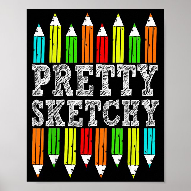 Affiche Pretty Sketchy Artist Drawing Humor Sketching Colo (Devant)