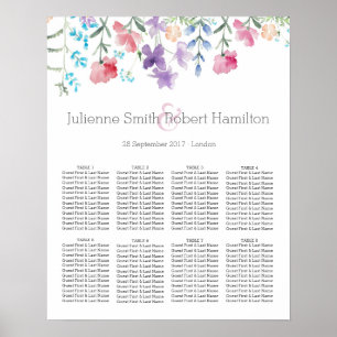 Affiche Pretty Wildflowers Beautiful Wedding Seating Chart