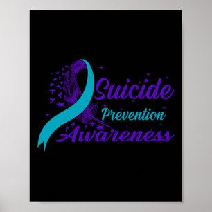 Affiche Prévention du suicide au sémicolon à ruban turquoi