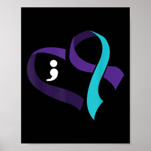 Affiche Prévention du suicide Coeur Semicolon Santé mental