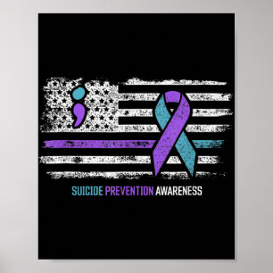 Affiche Prévention du suicide drapeau américain Sensibilis