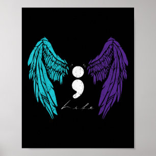 Affiche Prévention du suicide Life Semicolon & Angel Wing