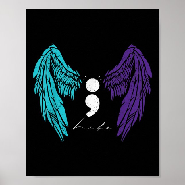 Affiche Prévention du suicide Life Semicolon & Angel Wing (Devant)
