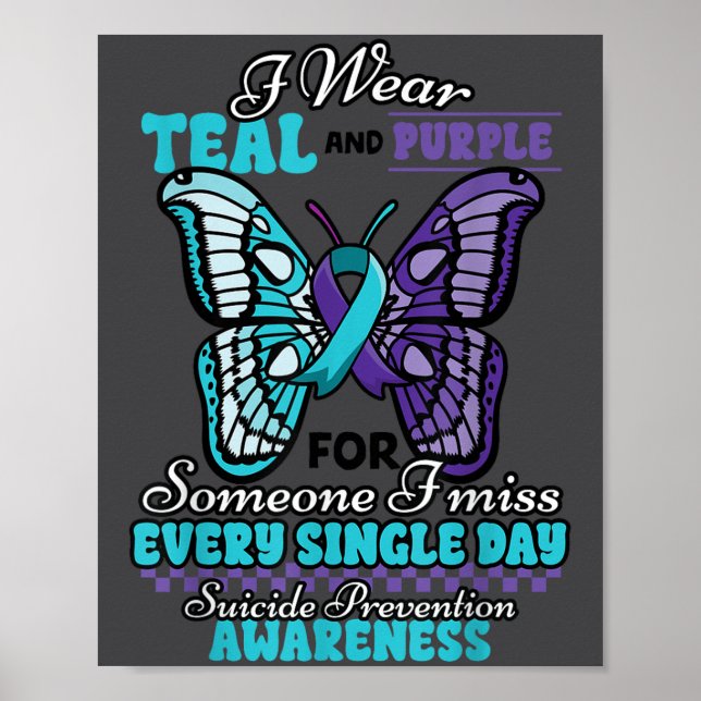 Affiche Prévention du suicide Portez le turquoise violet Q (Devant)