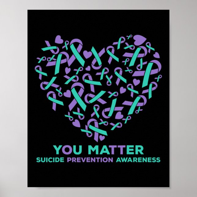Affiche Prévention du suicide Sensibilisation Coeur Ruban  (Devant)