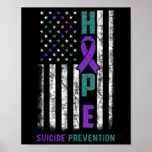 Affiche Prévention du suicide sensibilisation drapeau amér