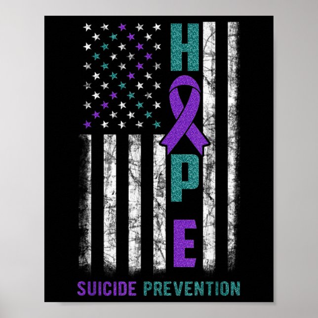 Affiche Prévention du suicide sensibilisation drapeau amér (Devant)